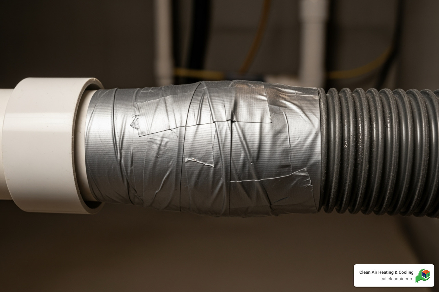 Image of a wet/dry vacuum hose sealed to the drain line opening - AC drain line clogged