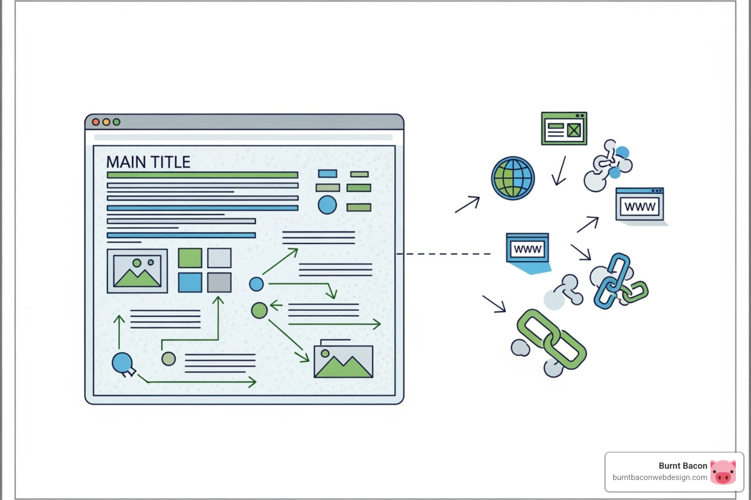 Image showing the difference between on-page elements (on a webpage) and off-page elements (links from other sites) - Google ranking improvement Image showing the difference between on-page elements (on a webpage) and off-page elements (links from other sites) - Google ranking improvement