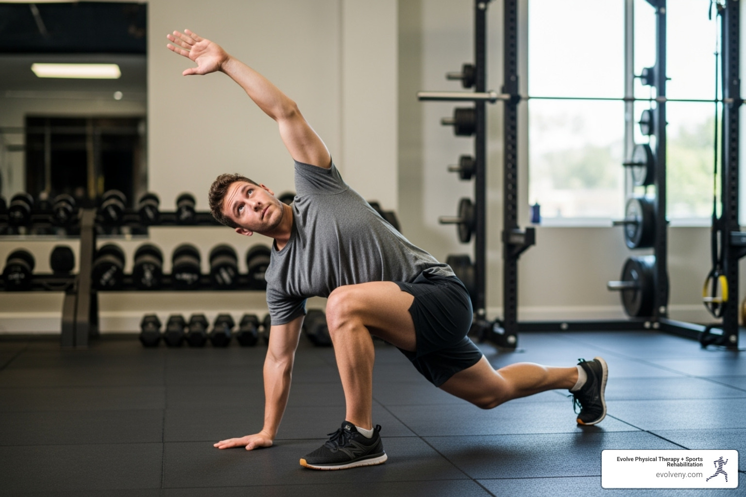 person performing World's Greatest Stretch - hip mobility movements