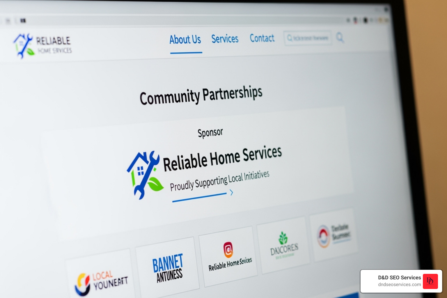 Image of a local business sponsorship page linking to a home service company, illustrating local link building - local seo services for home services Image of a local business sponsorship page linking to a home service company, illustrating local link building - local seo services for home services