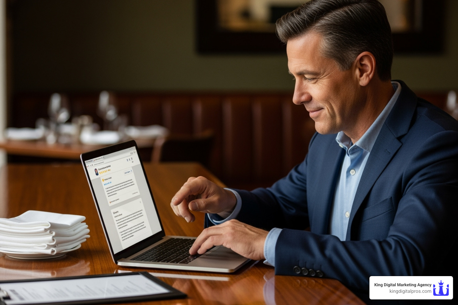 image of a restaurant owner professionally responding to a negative review - Local SEO for restaurants