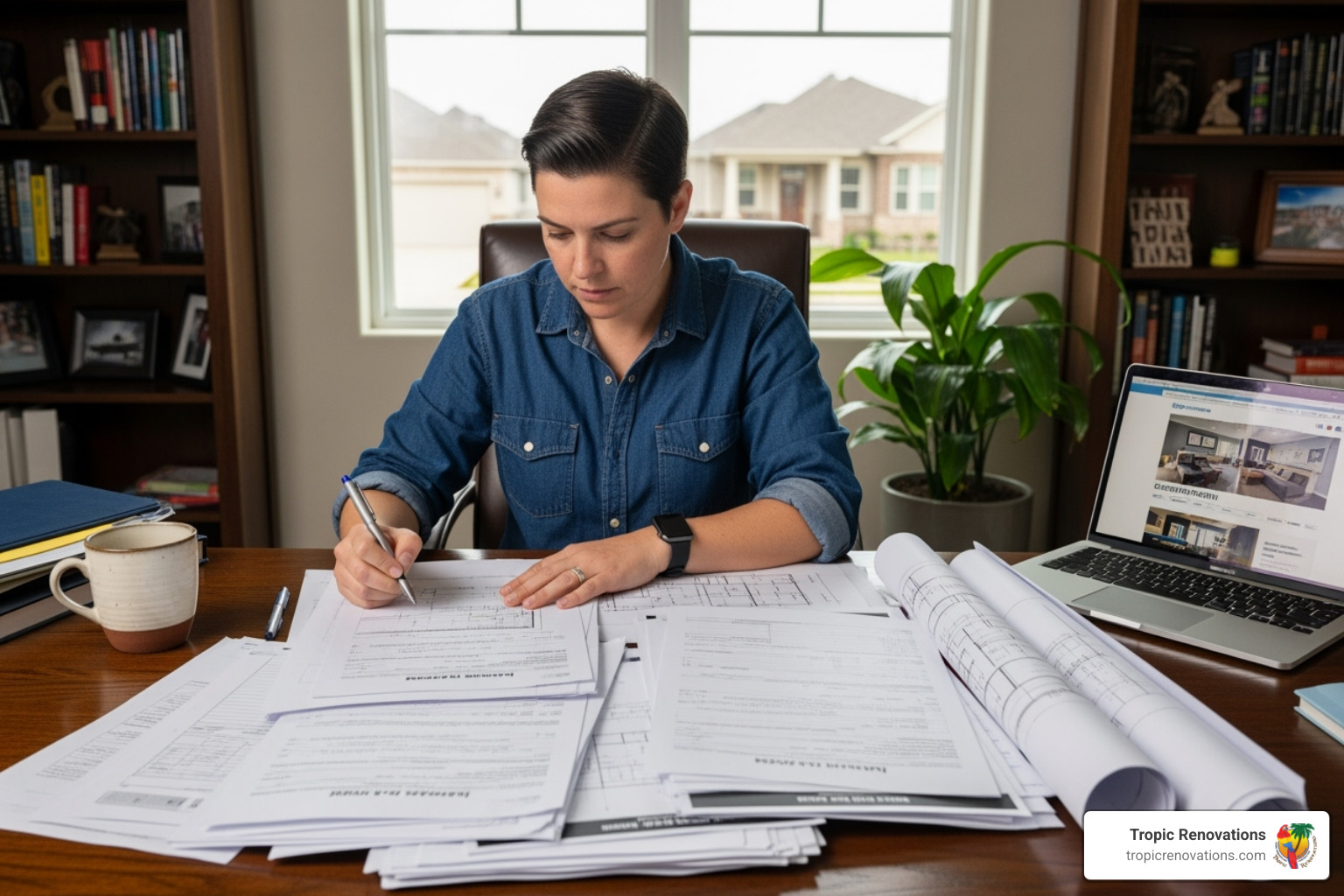 person looking at building permit application - can you remodel your home without a general contractor