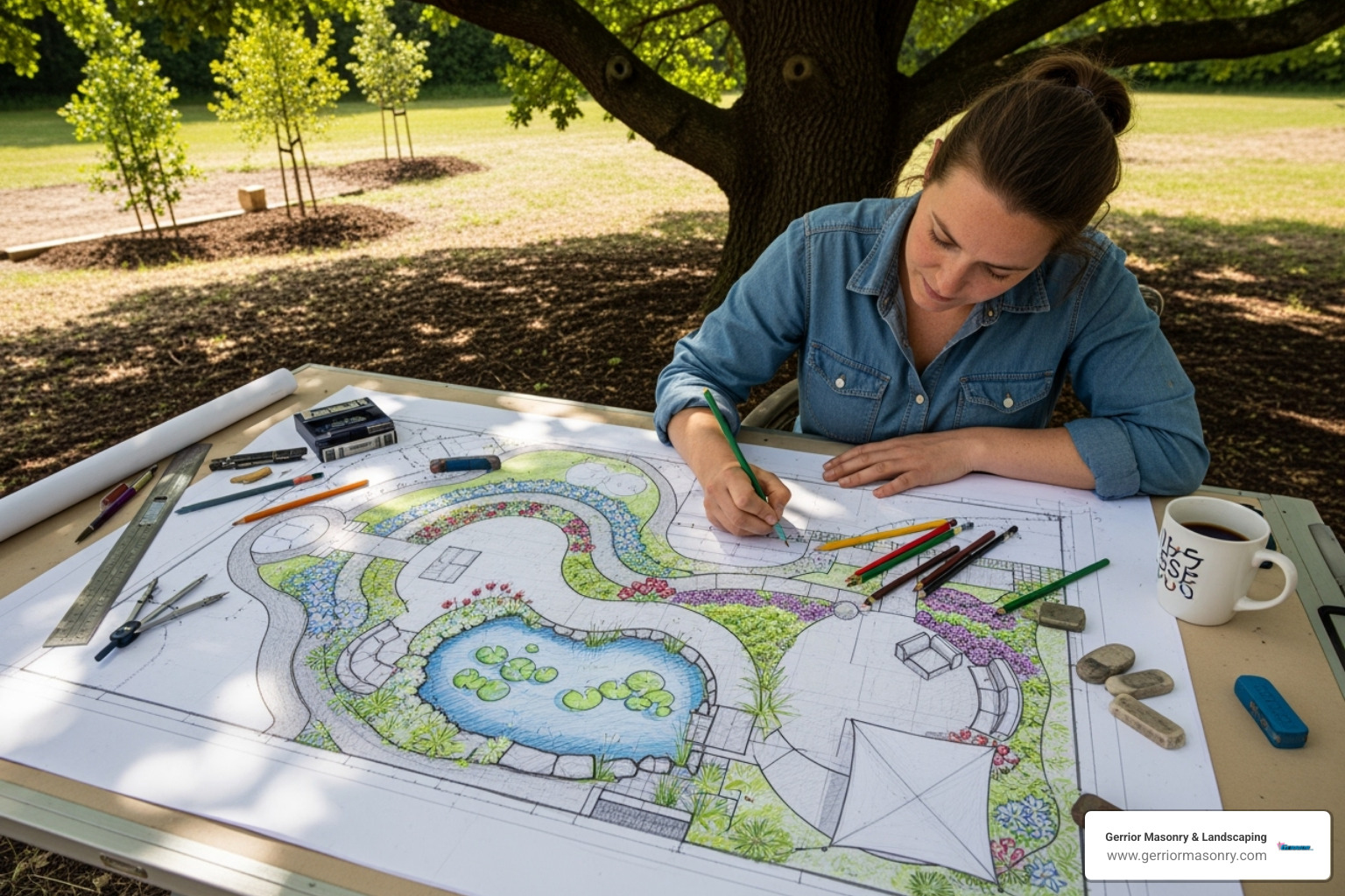 A landscape architect sketching a design plan - designing the landscape