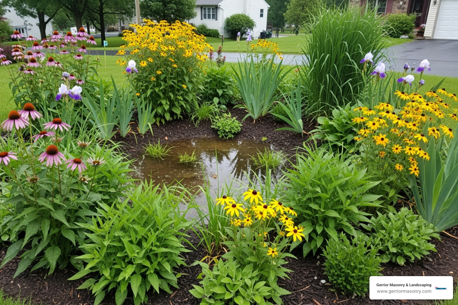 A rain garden with native plants - designing the landscape