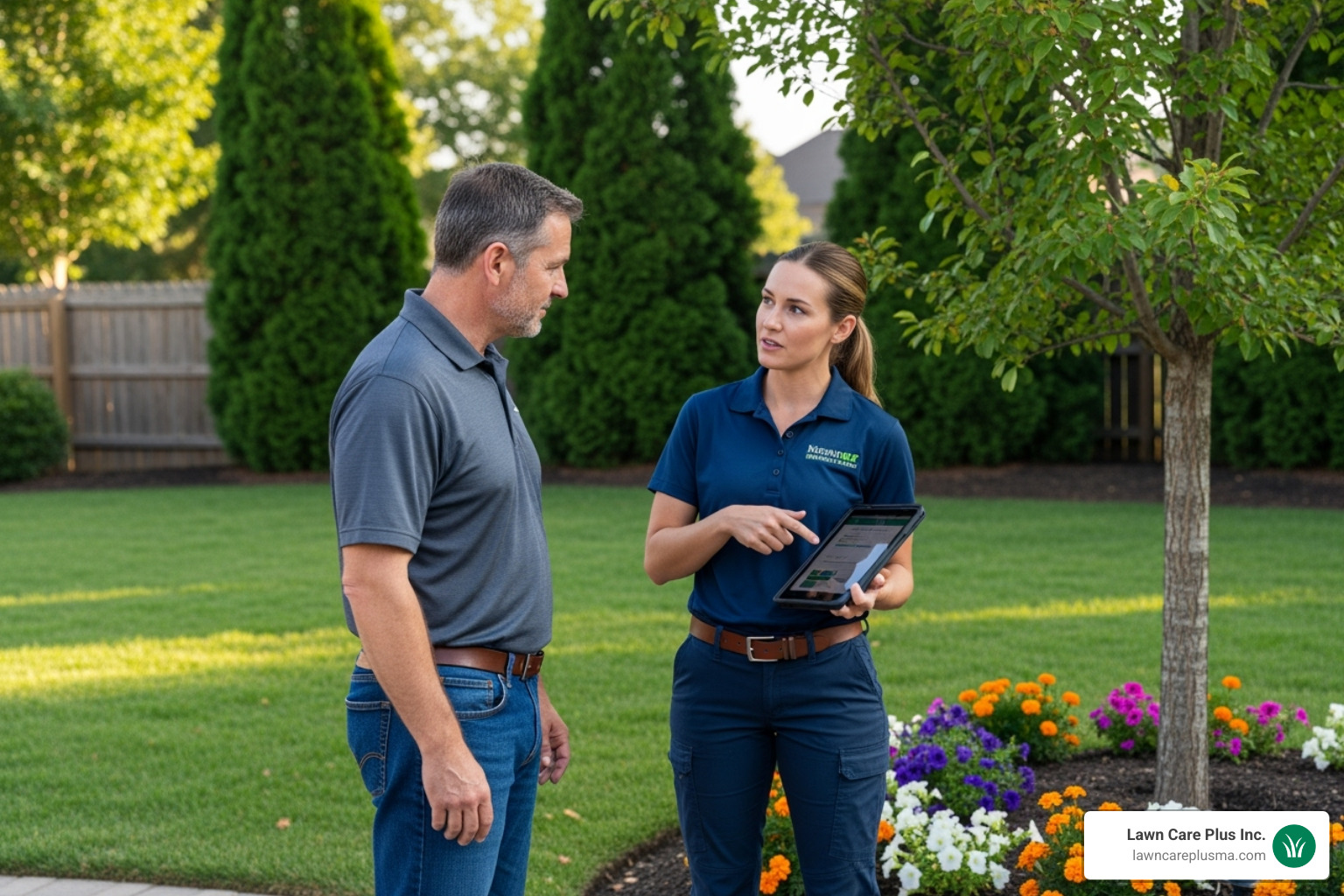 A person receiving a quote for a lawn project - Lawn Hydroseeding Company