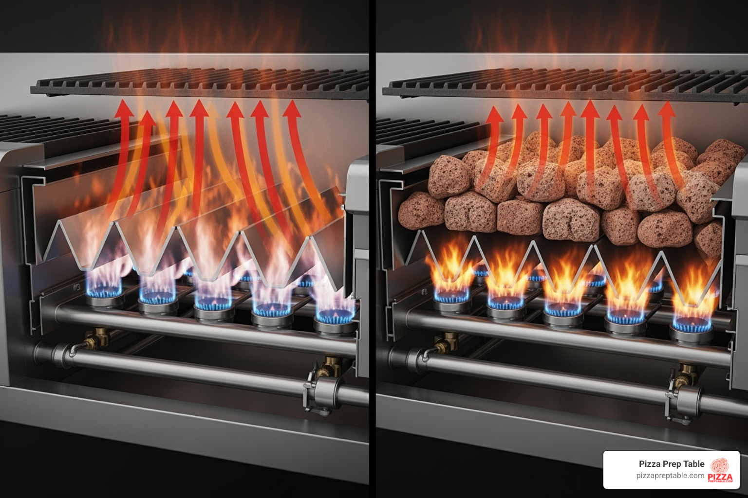 radiant vs lava rock charbroiler - commercial gas charbroiler