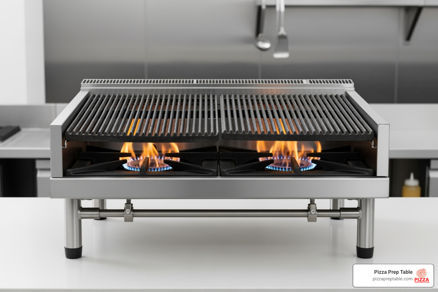stainless steel charbroiler with callouts - commercial gas charbroiler
