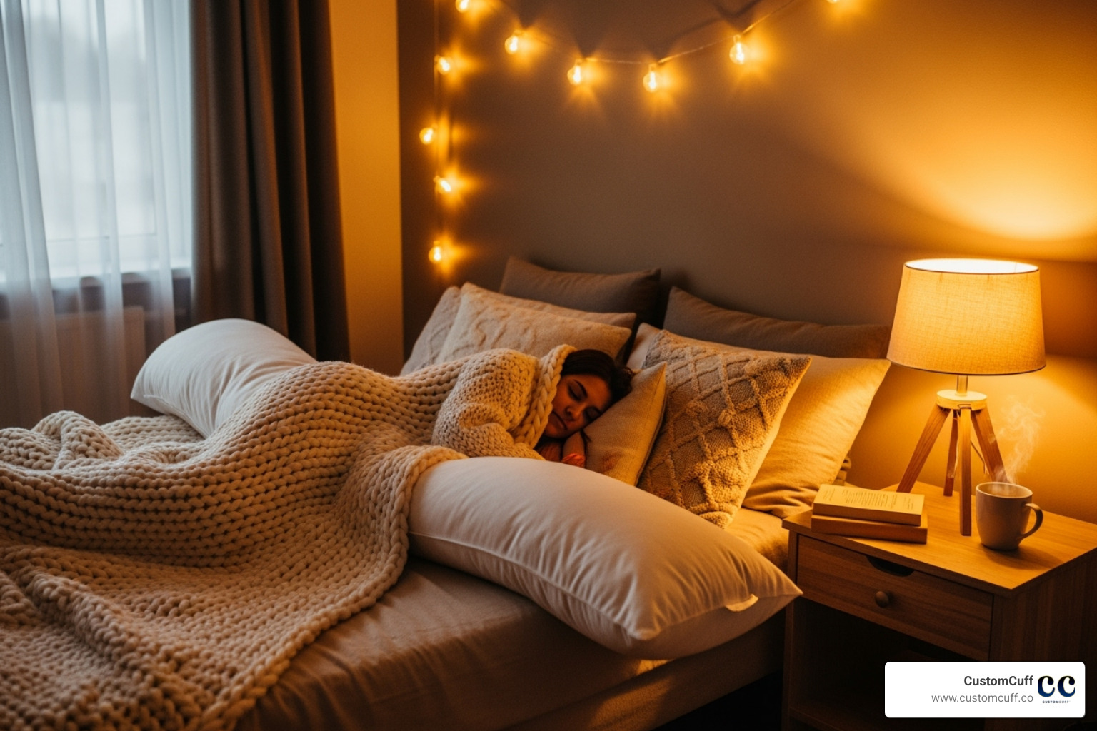 Person cuddling a large body pillow for comfort, with a soft blanket and warm lighting - couple pillow long distance Person cuddling a large body pillow for comfort, with a soft blanket and warm lighting - couple pillow long distance