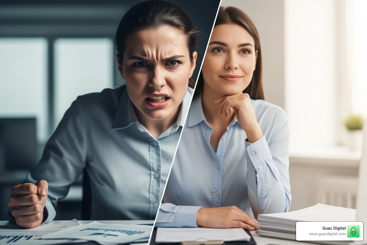 Side-by-side comparison of a poor vs. a professional response to a negative review - how to manage a bad google review for seo Side-by-side comparison of a poor vs. a professional response to a negative review - how to manage a bad google review for seo
