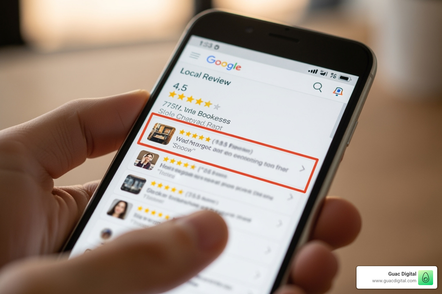 A website's homepage featuring a carousel of positive Google reviews - how to manage google review