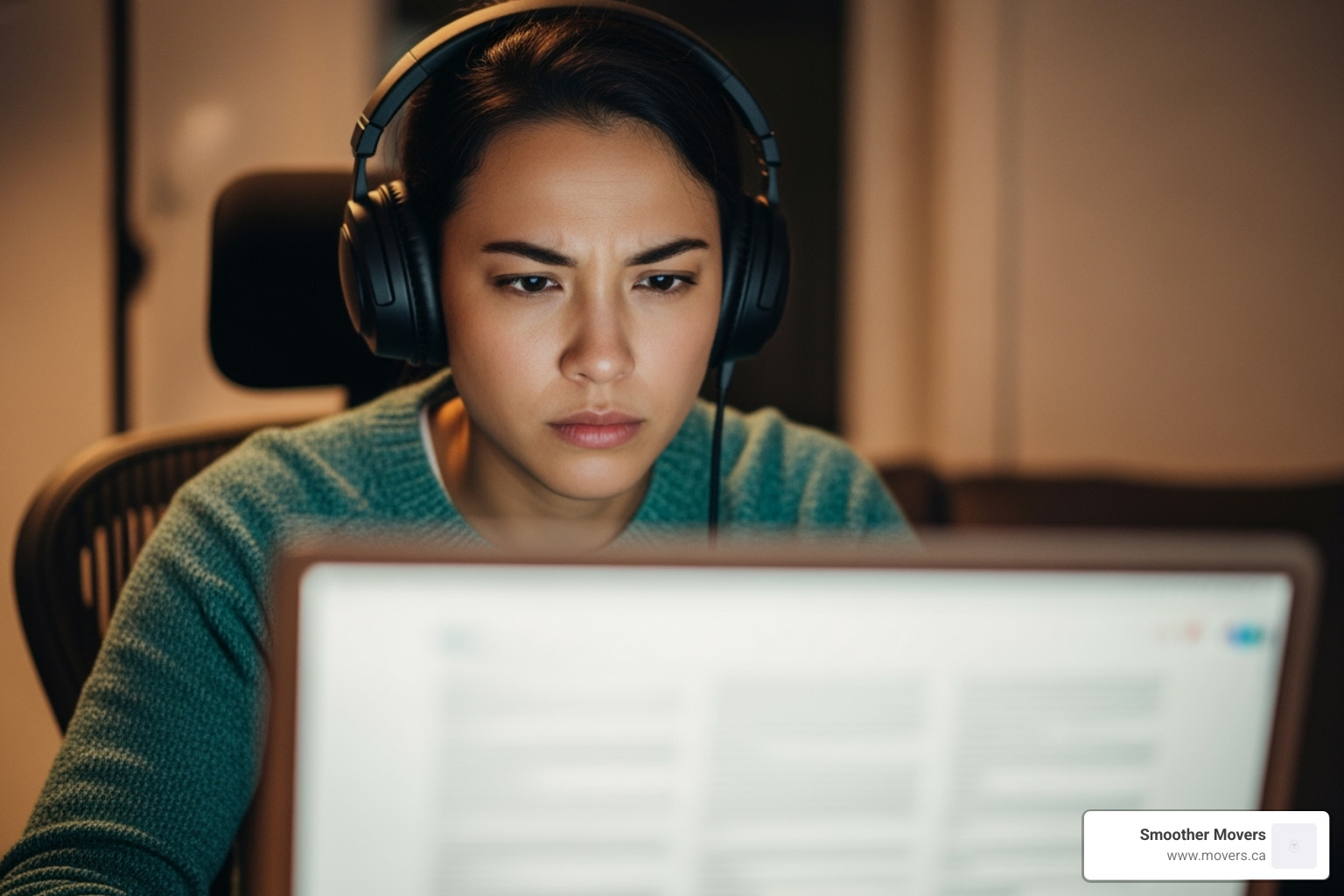 person reading online reviews on a laptop - apartment movers kelowna