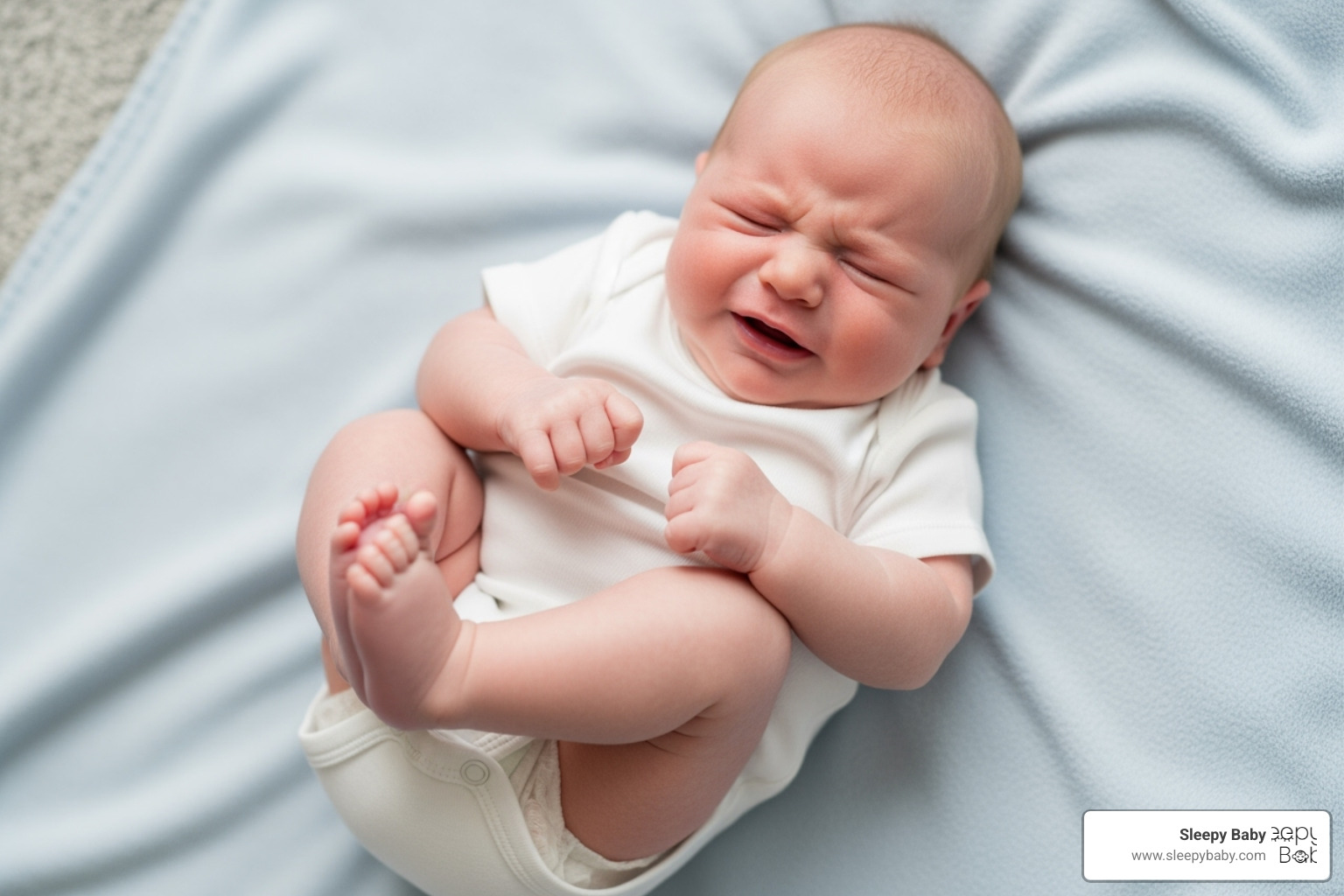 baby with legs pulled up to their chest - colic pain