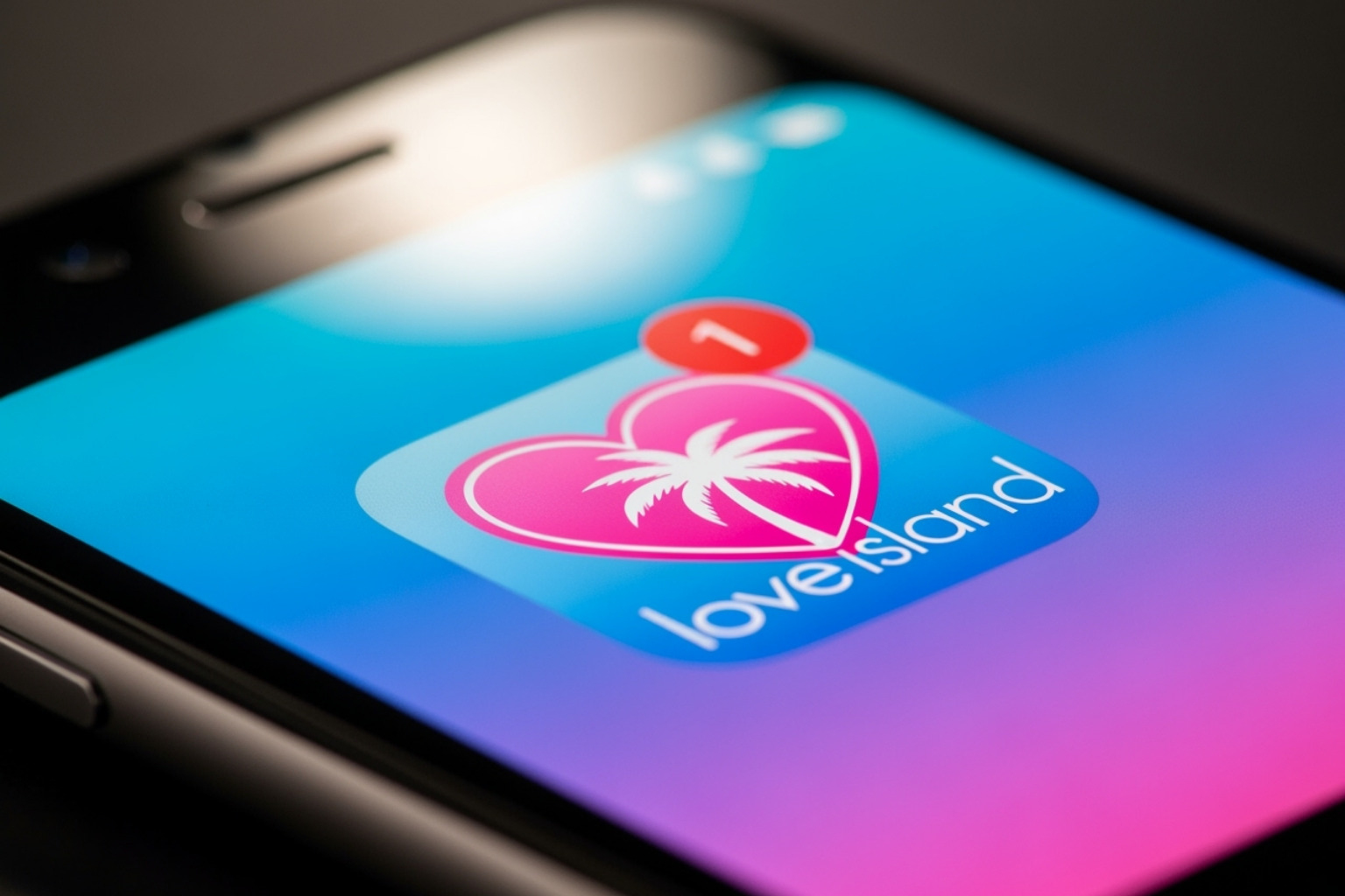 Smartphone screen showing the Love Island app icon and a notification for voting - love island voting