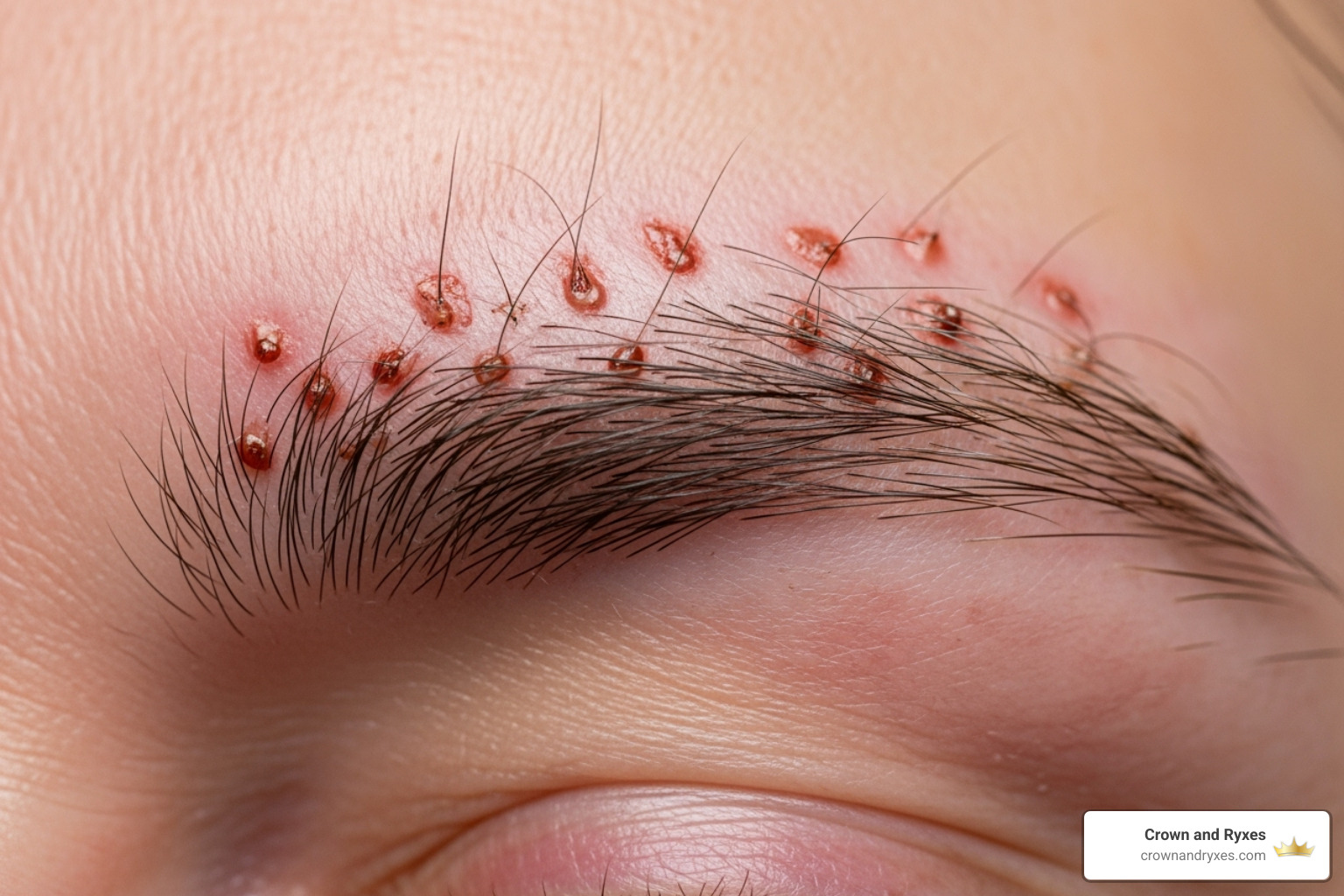 subtle redness and scabbing immediately after the procedure - eyebrow implant before and after