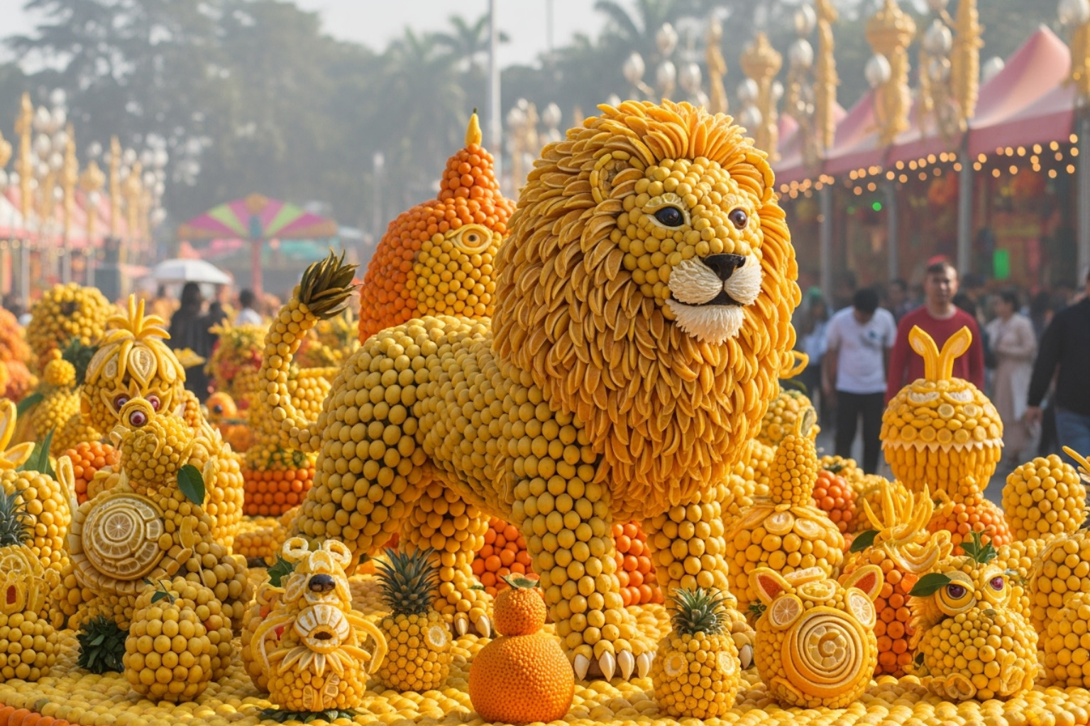 Elaborate citrus sculptures at Fête du Citron - Global food festivals