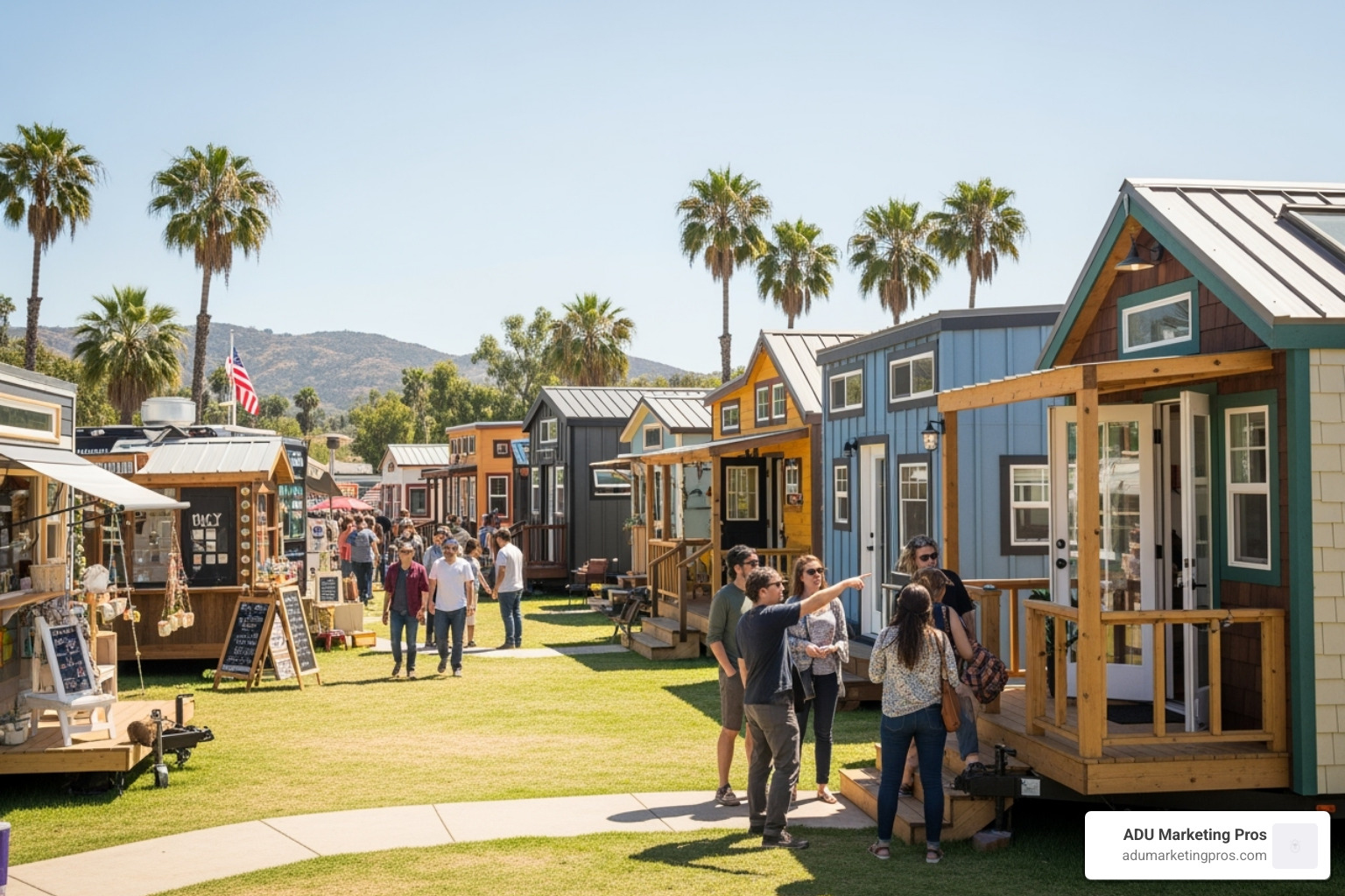 busy entrance to TinyFest California - tiny house events in southern california