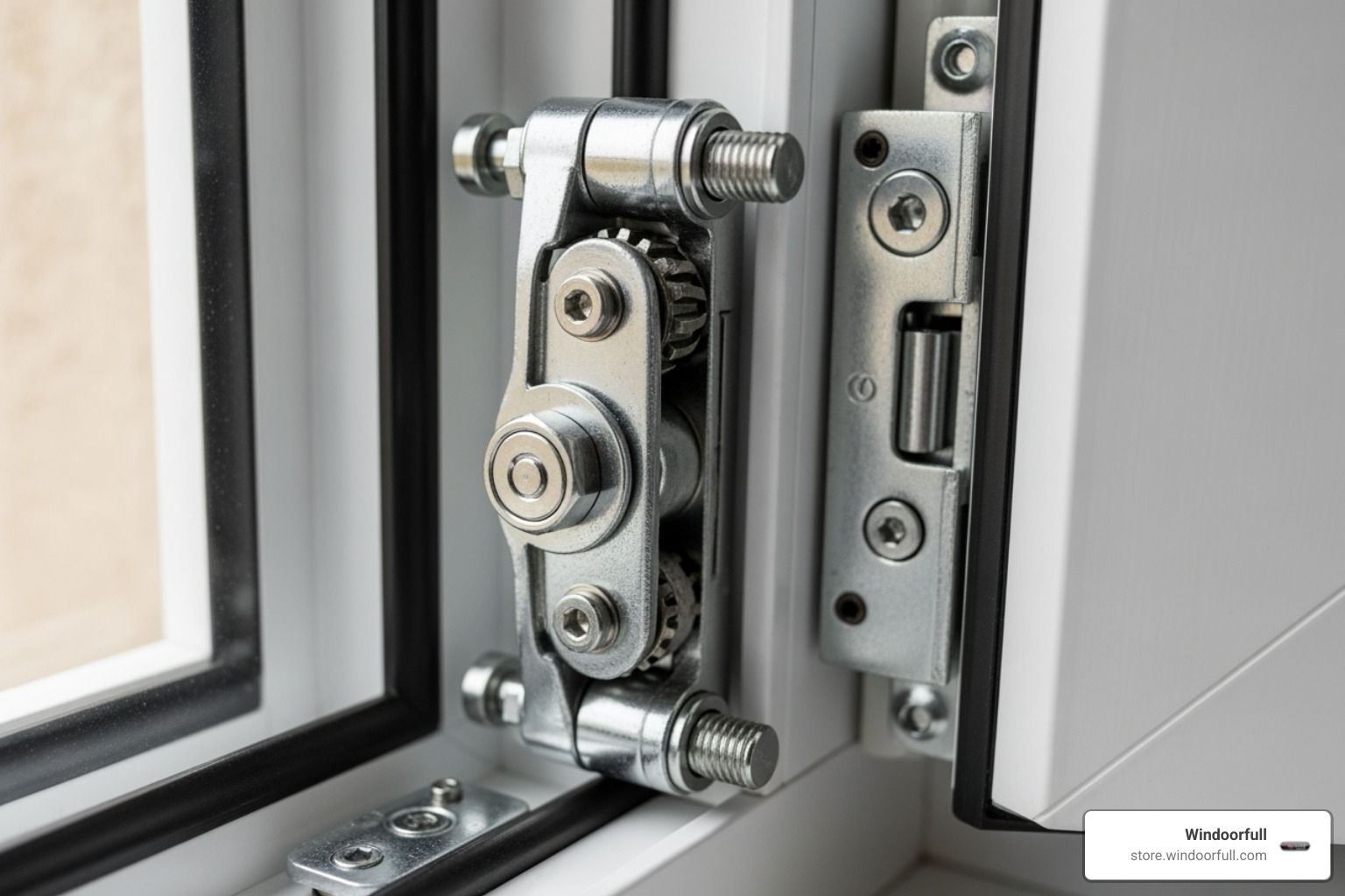 Image of a multi-point locking system on a tilt and turn window frame - tilt and turn windows vs double hung