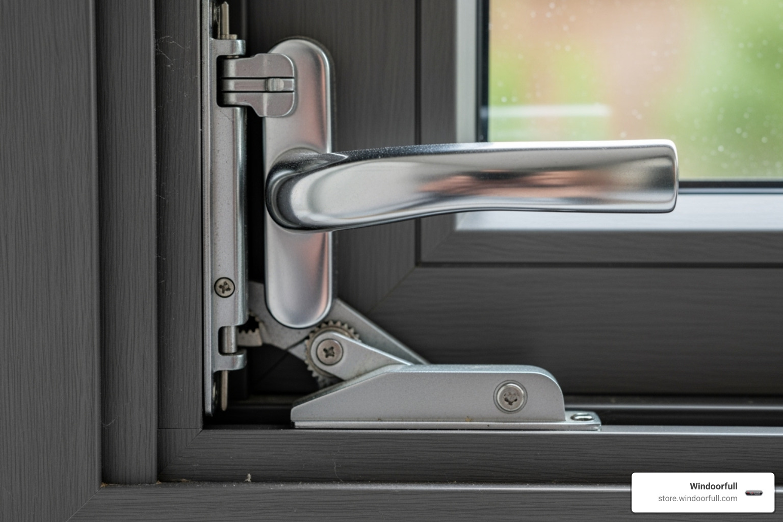 close-up of the tilt and turn mechanism and high-quality handle - tilt and turn double glazed windows cost