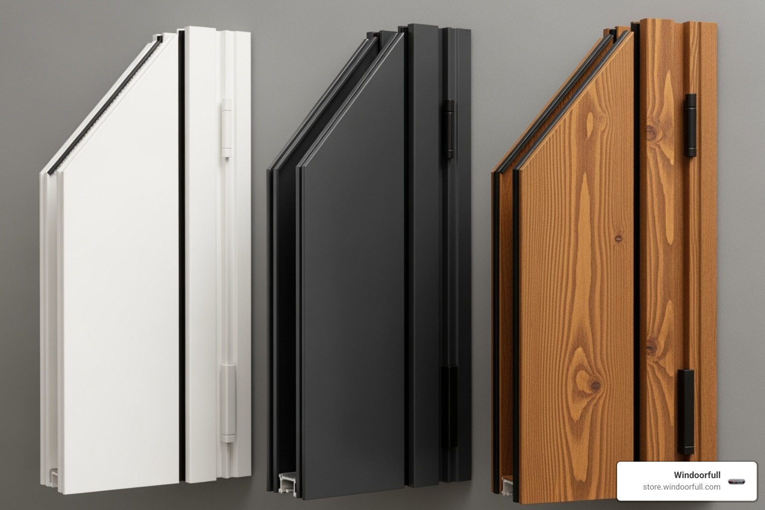 palette of different window frame colors and finishes - tilt and turn casement windows
