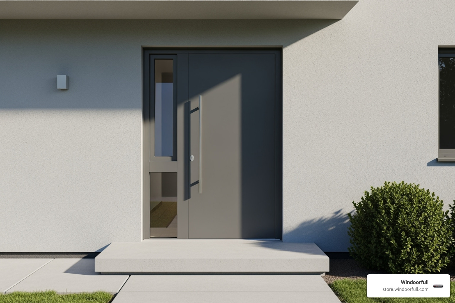 modern front door with secure tilt and turn window - Improve home security