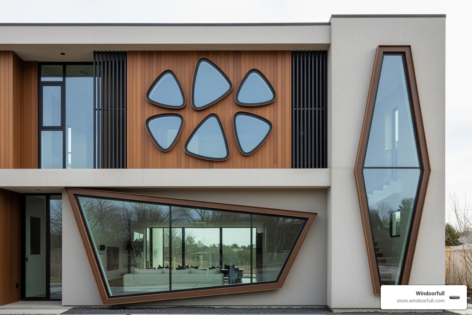 Home with uniquely shaped aluplast windows, demonstrating customization - aluplast windows