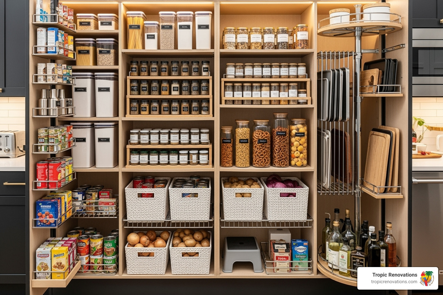 well-organized kitchen with smart storage solutions like pull-out pantry shelves - Why remodel kitchen?