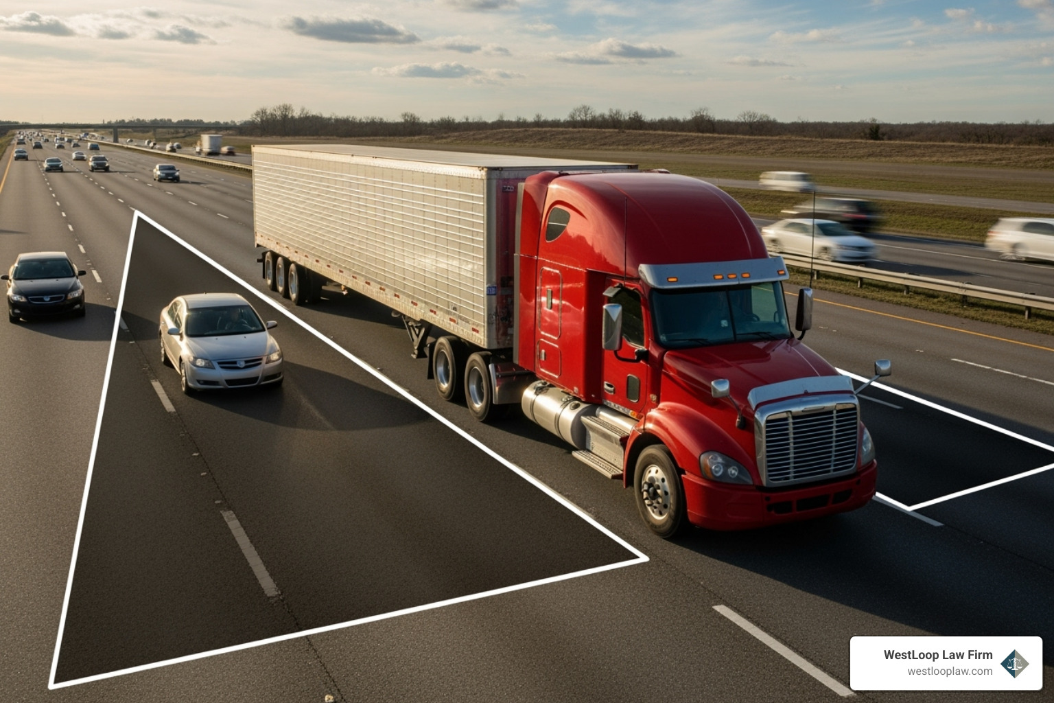 large truck's blind spots - houston truck accident case