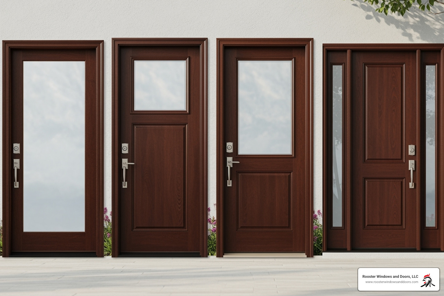 illustrating different door configurations: full-lite, half-lite, 3/4-lite, and doors with sidelites - door glass panel