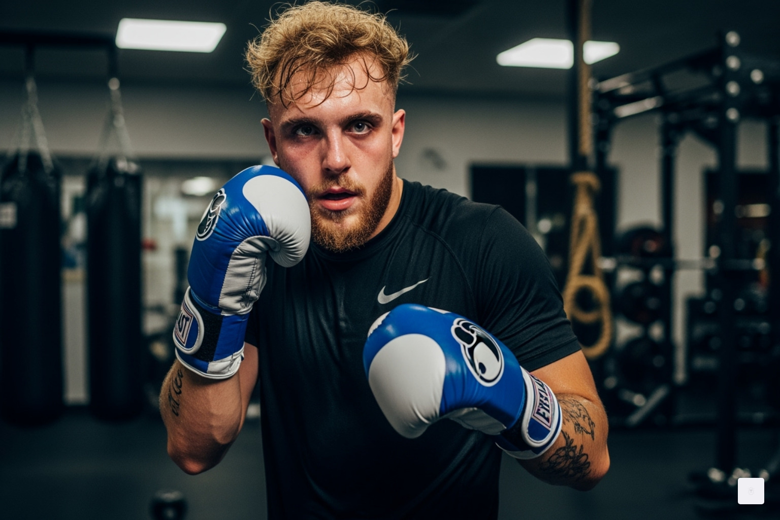 Jake Paul during a media workout session - Jake Paul vs Chavez