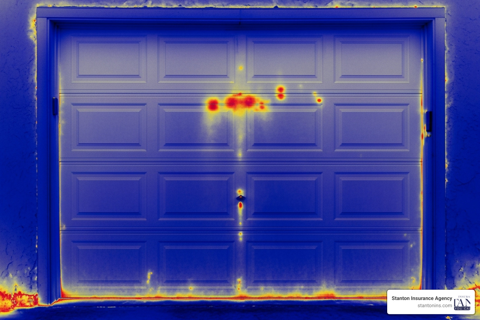 thermal camera showing cold garage door - Insulate garage for winter