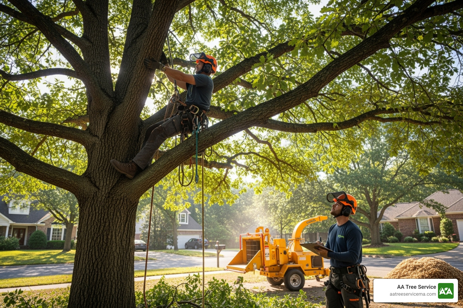 arborist providing a written quote to a homeowner - Tree experts near me arborist providing a written quote to a homeowner - Tree experts near me