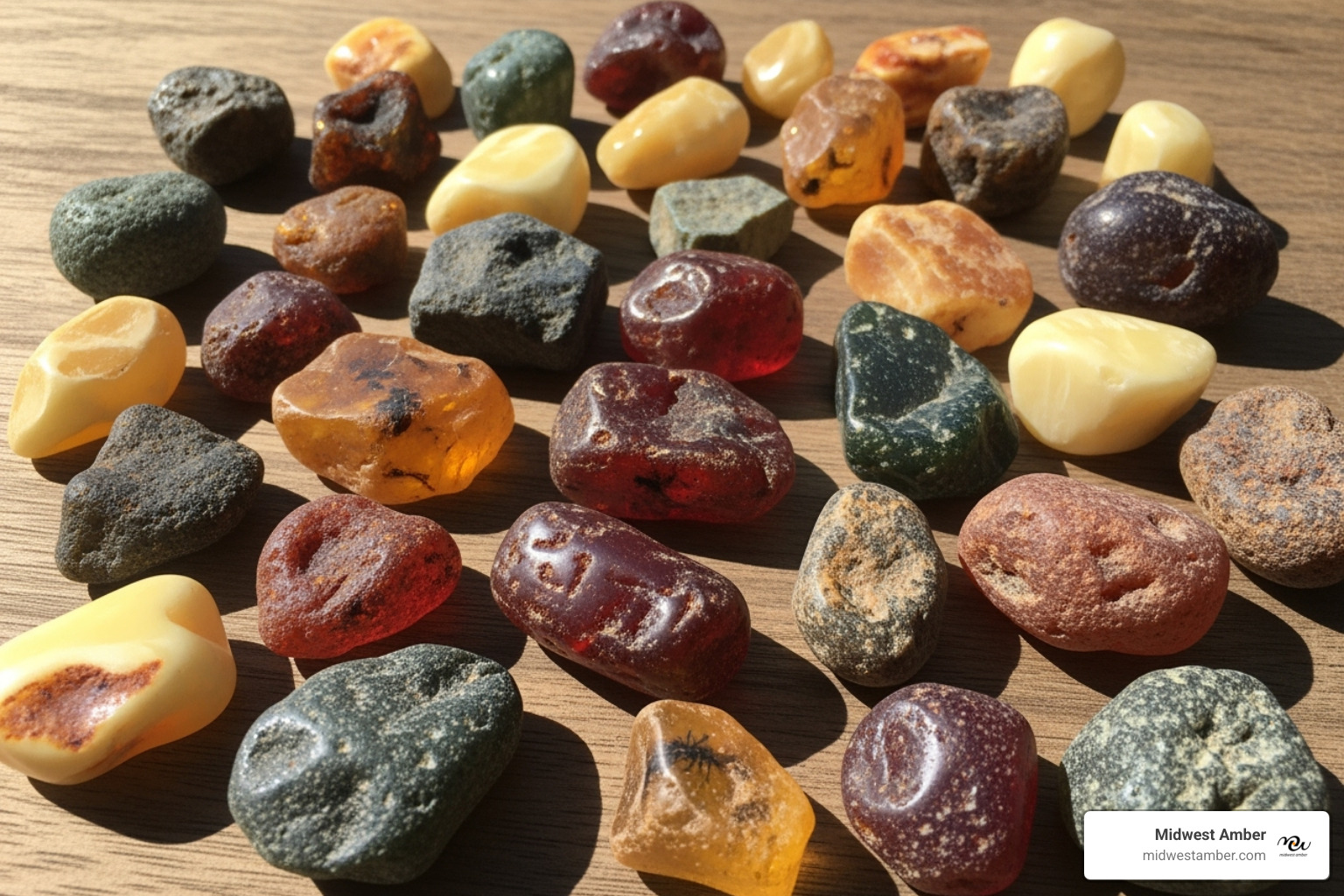 raw amber pieces in various colors - multicolor amber necklace