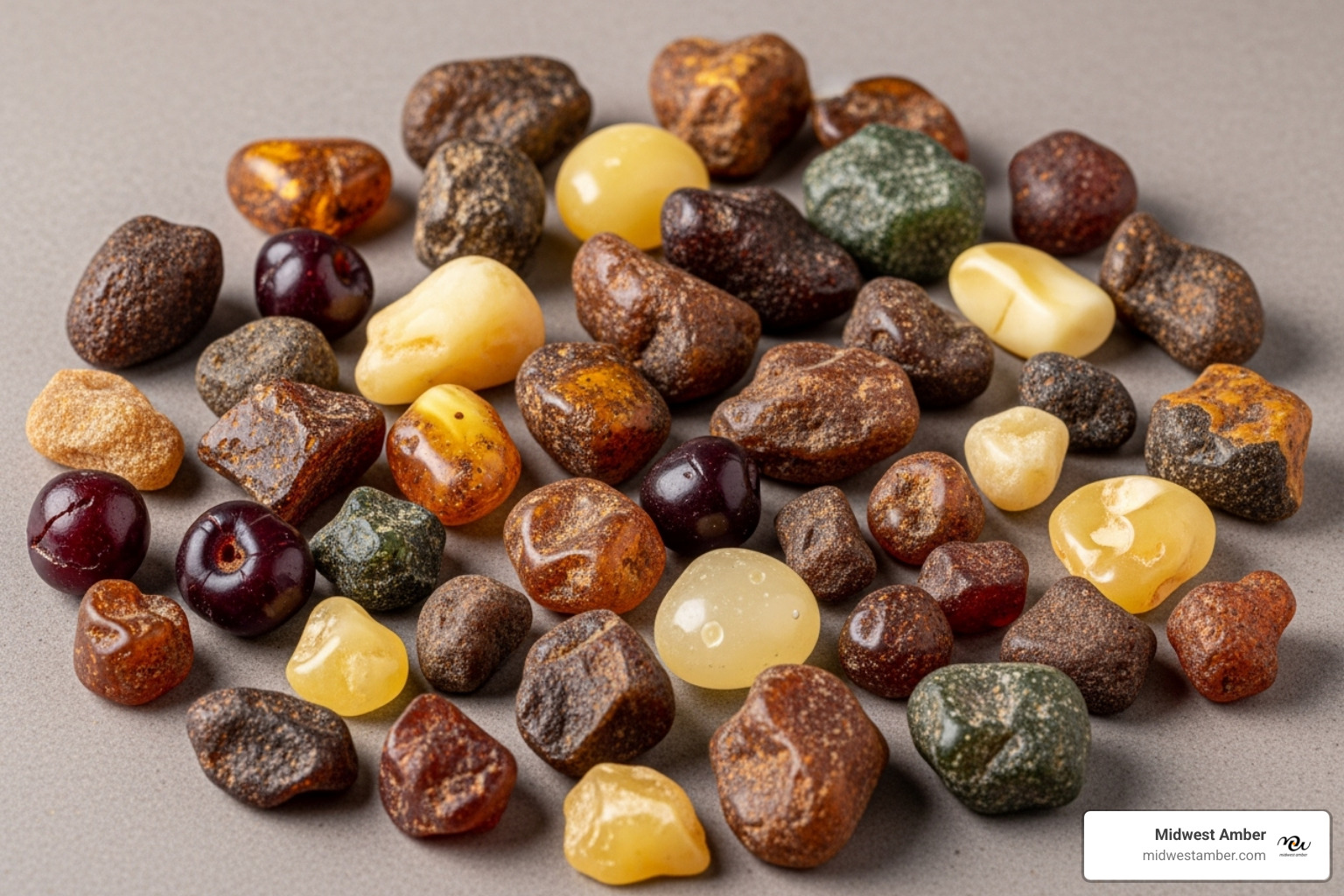 Raw Baltic amber pieces showing different colors - multicolor amber earrings