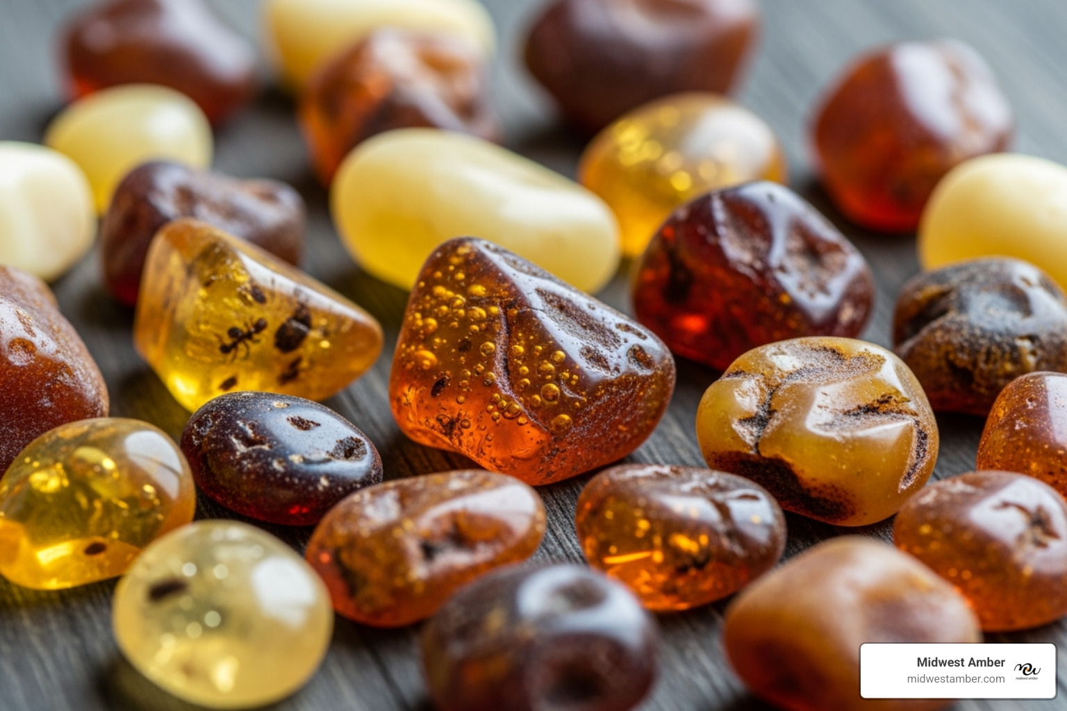 raw Baltic amber pieces showing different colors and inclusions - necklace with amber stone