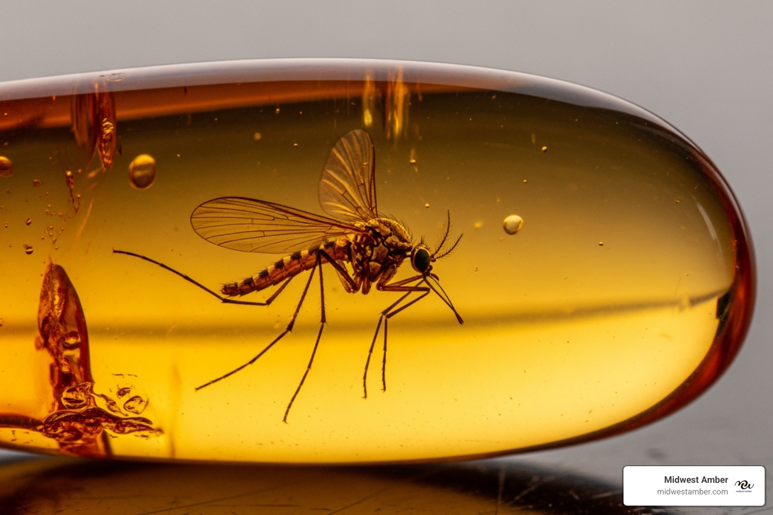 an amber piece with a clear insect inclusion - natural Baltic amber