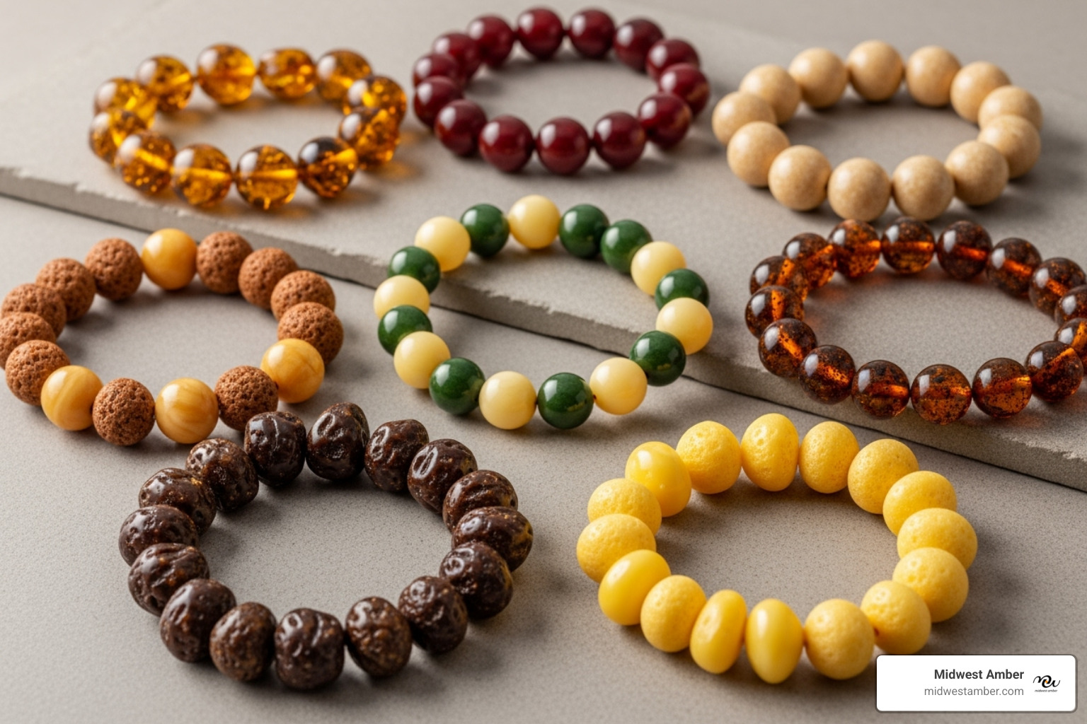 different styles of multicolor amber bracelets - multicolor amber bracelet