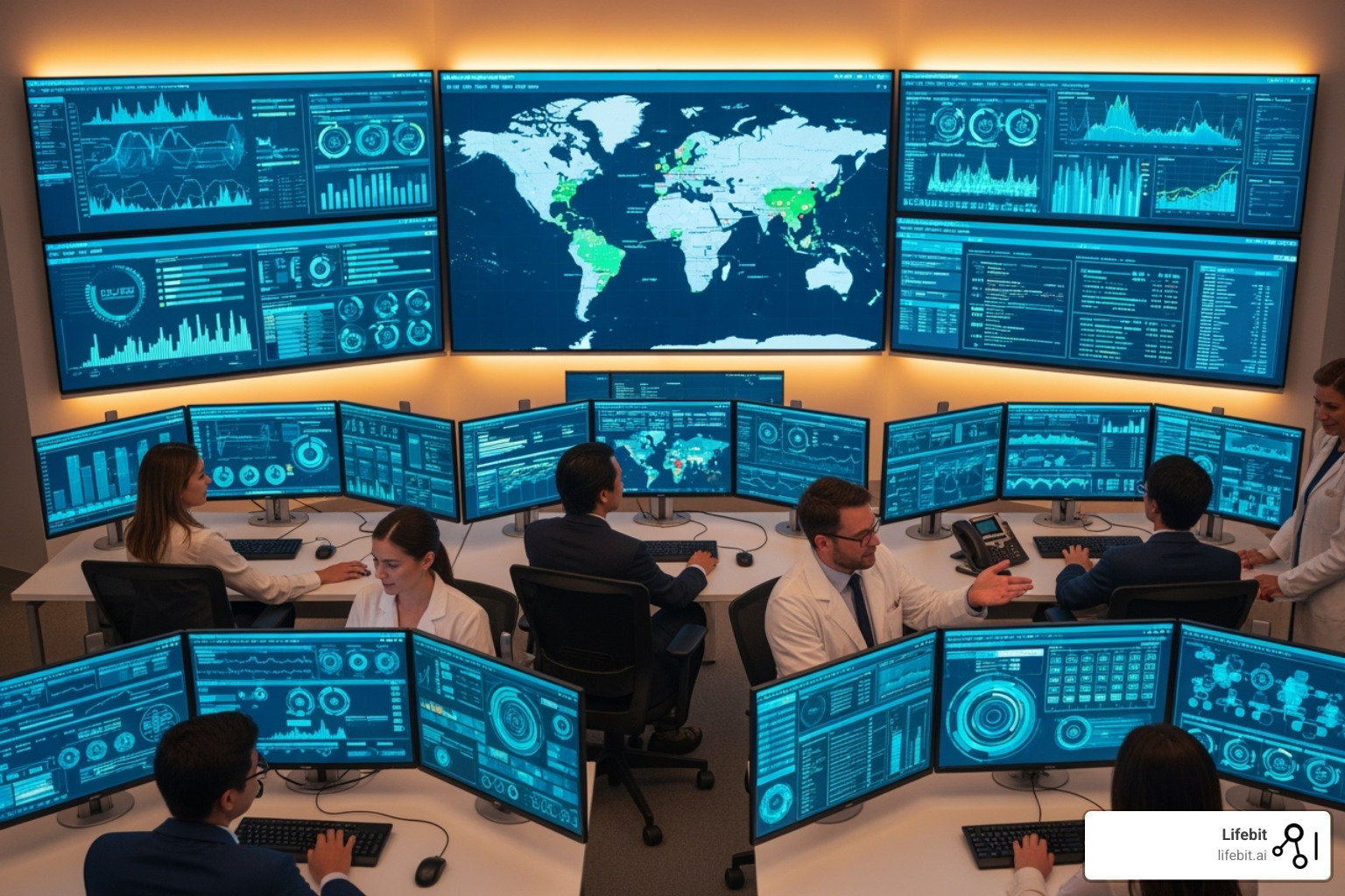 A dashboard showing real-time clinical trial data analytics, including patient enrollment, adverse events, data query rates, and site performance metrics. - centralized monitoring system in clinical trials
