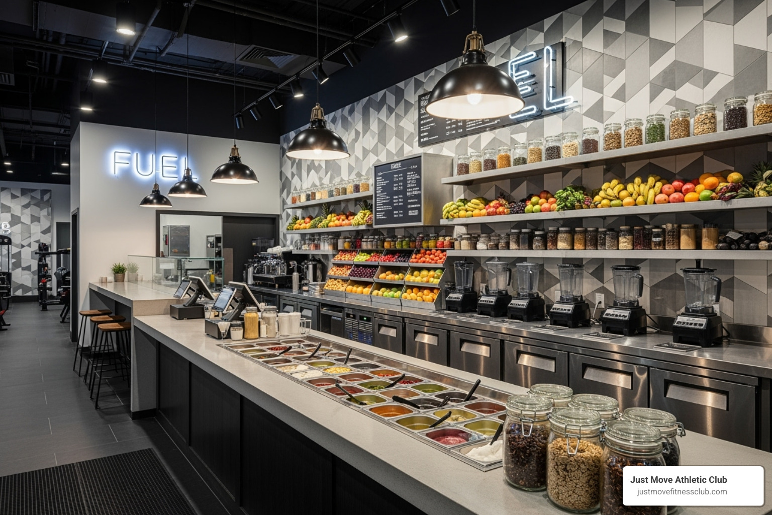 well-designed and efficient smoothie bar layout - Smoothie bar gym