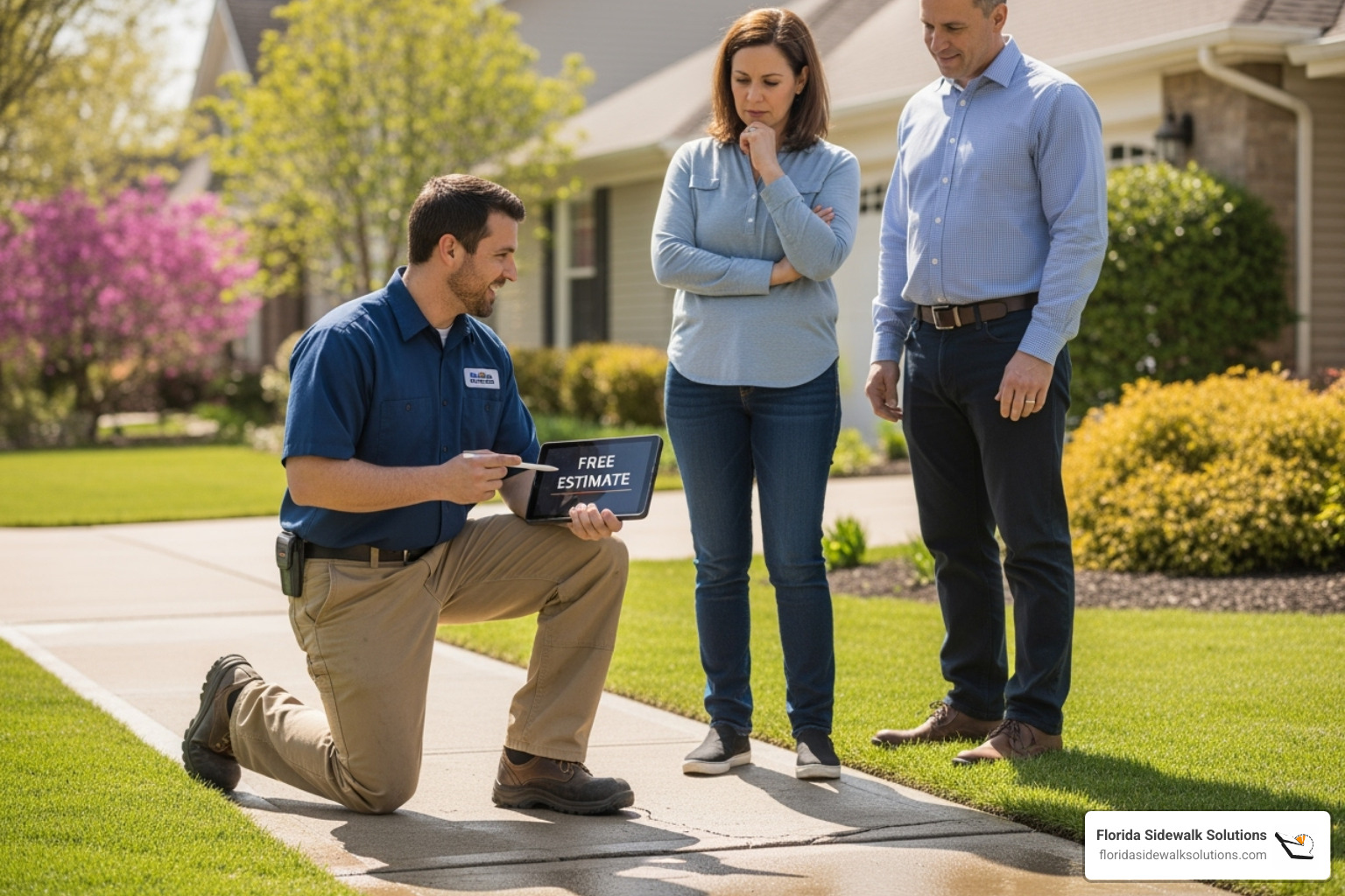 professional sidewalk repair technician providing free estimate - affordable sidewalk solutions