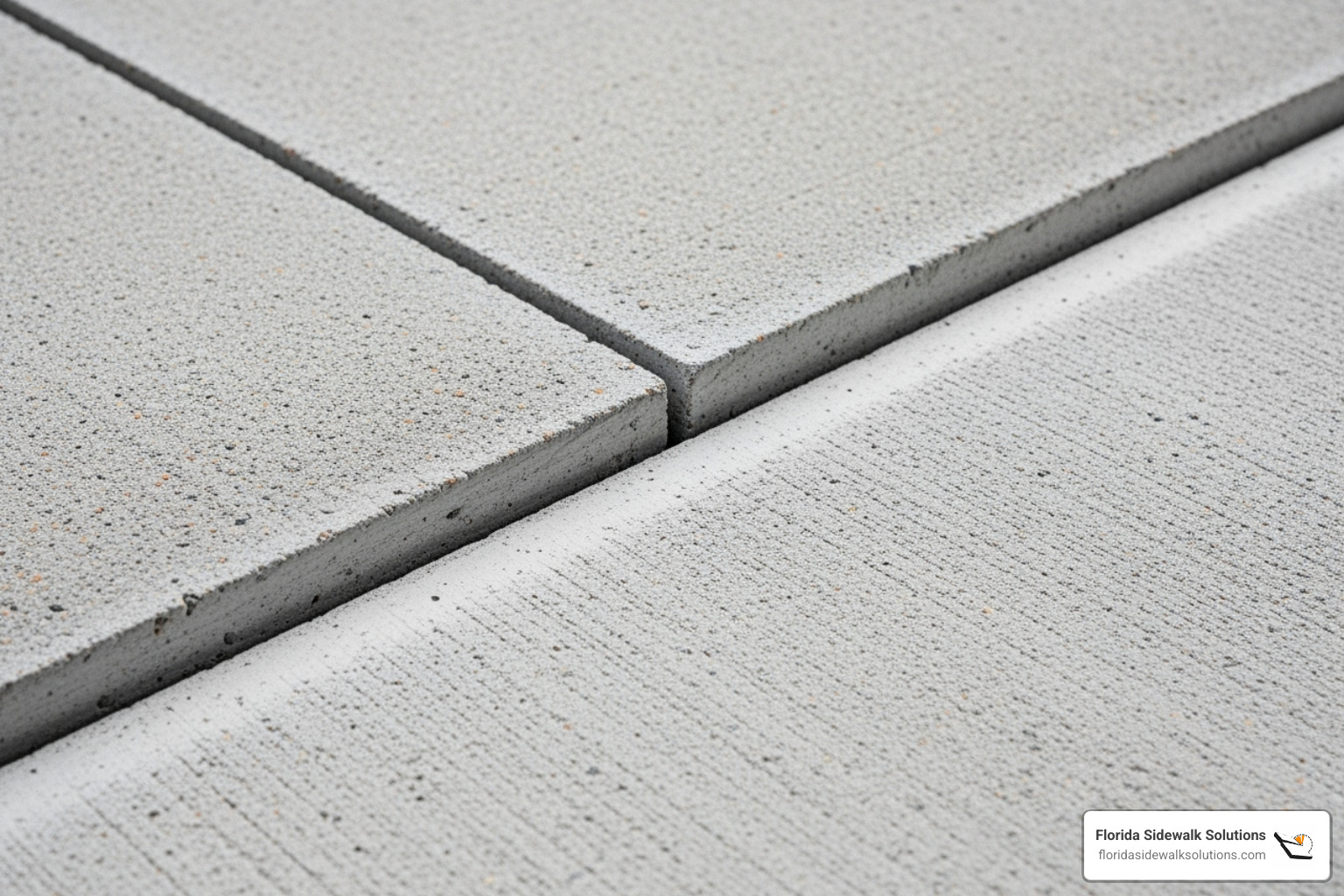 showcasing the clean, precise cut from Florida Sidewalk Solutions' patented technology - cement crack repair