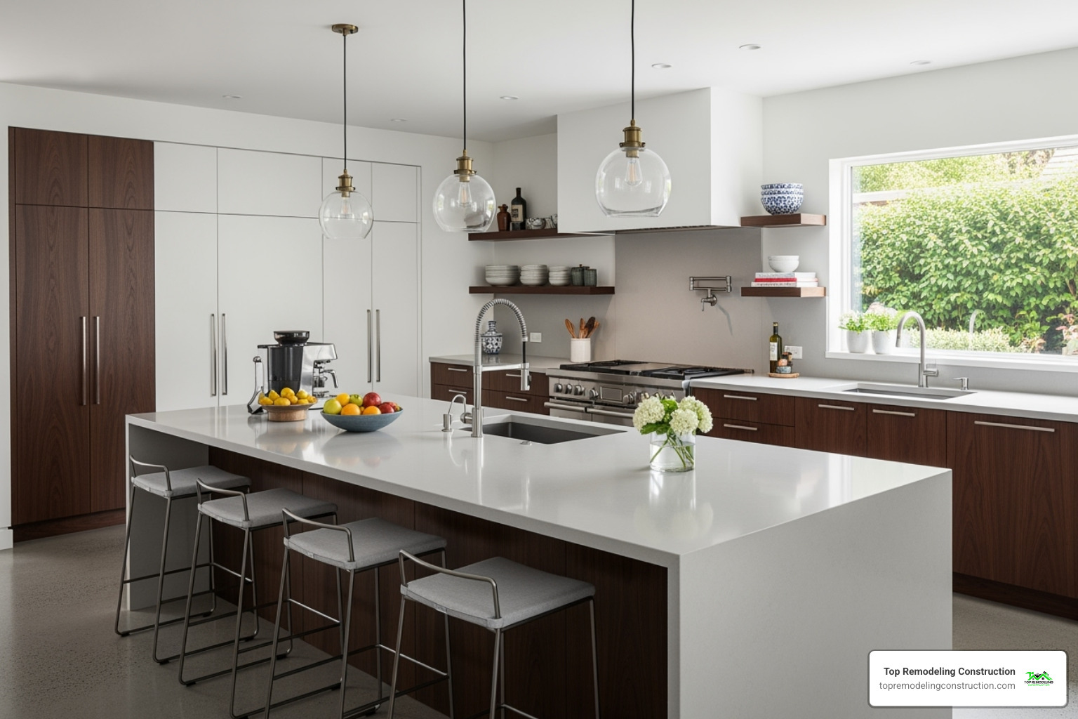 kitchen with a quartz waterfall island - best kitchen upgrades kitchen with a quartz waterfall island - best kitchen upgrades