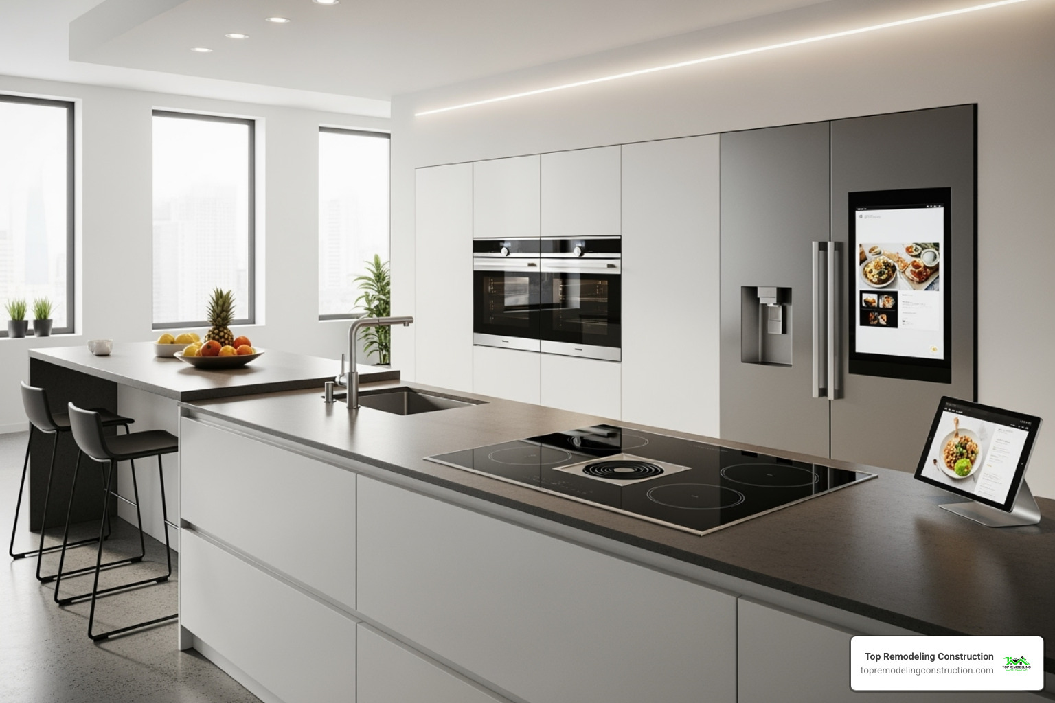 kitchen with integrated smart appliances and an induction cooktop - best kitchen upgrades kitchen with integrated smart appliances and an induction cooktop - best kitchen upgrades