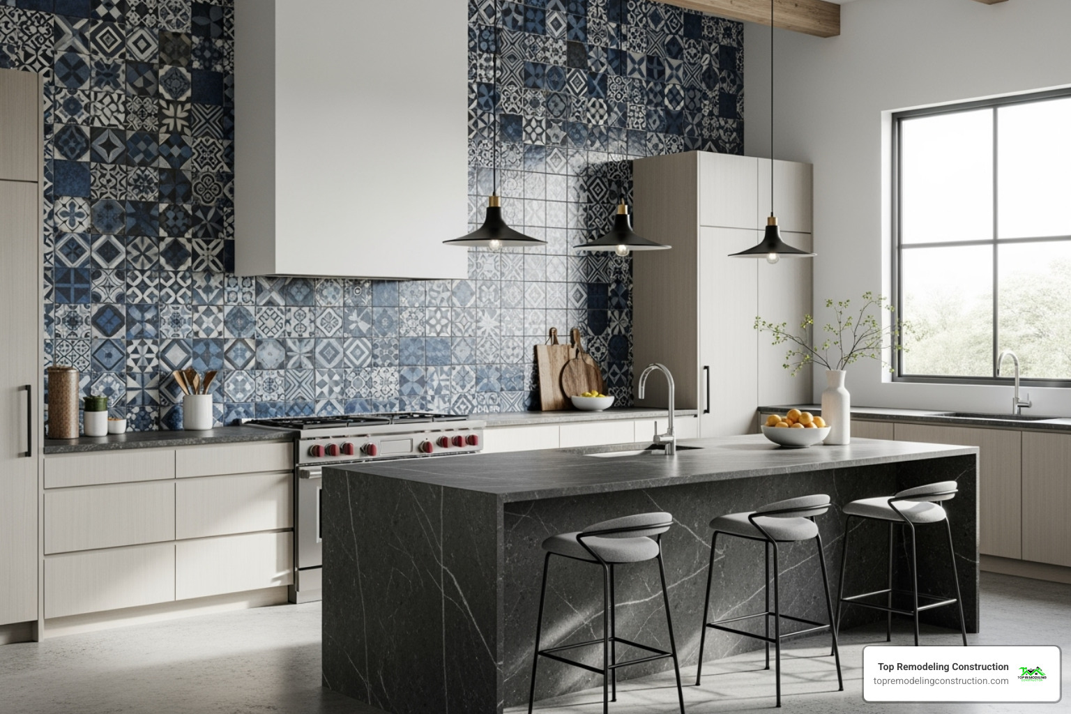 kitchen with a striking full-height tile backsplash - best kitchen upgrades kitchen with a striking full-height tile backsplash - best kitchen upgrades