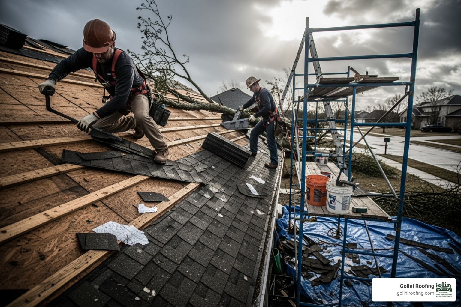 close-up of hail damage on an asphalt shingle - Storm damage roof repair close-up of hail damage on an asphalt shingle - Storm damage roof repair