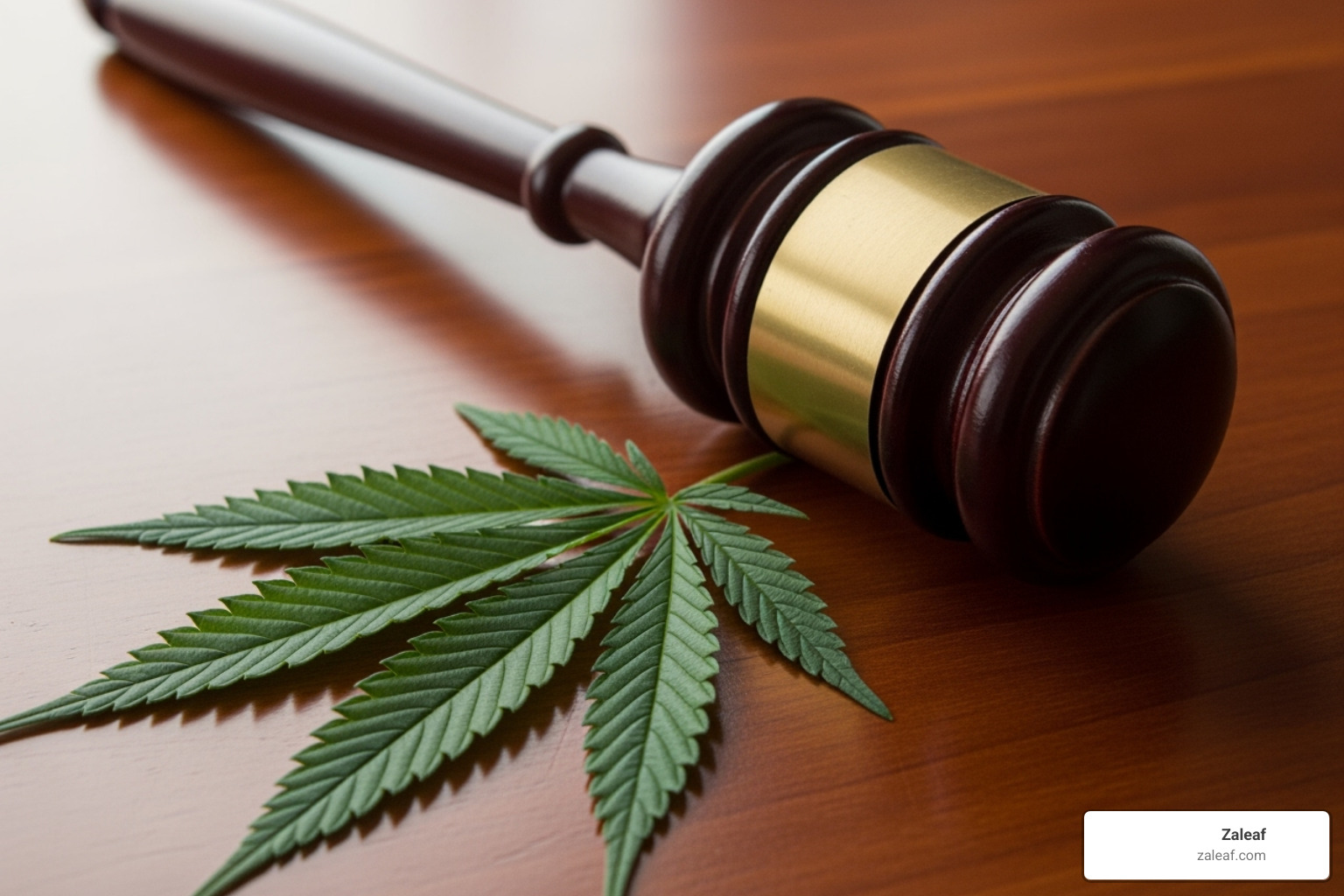 A gavel next to a hemp leaf - THC gummies bulk