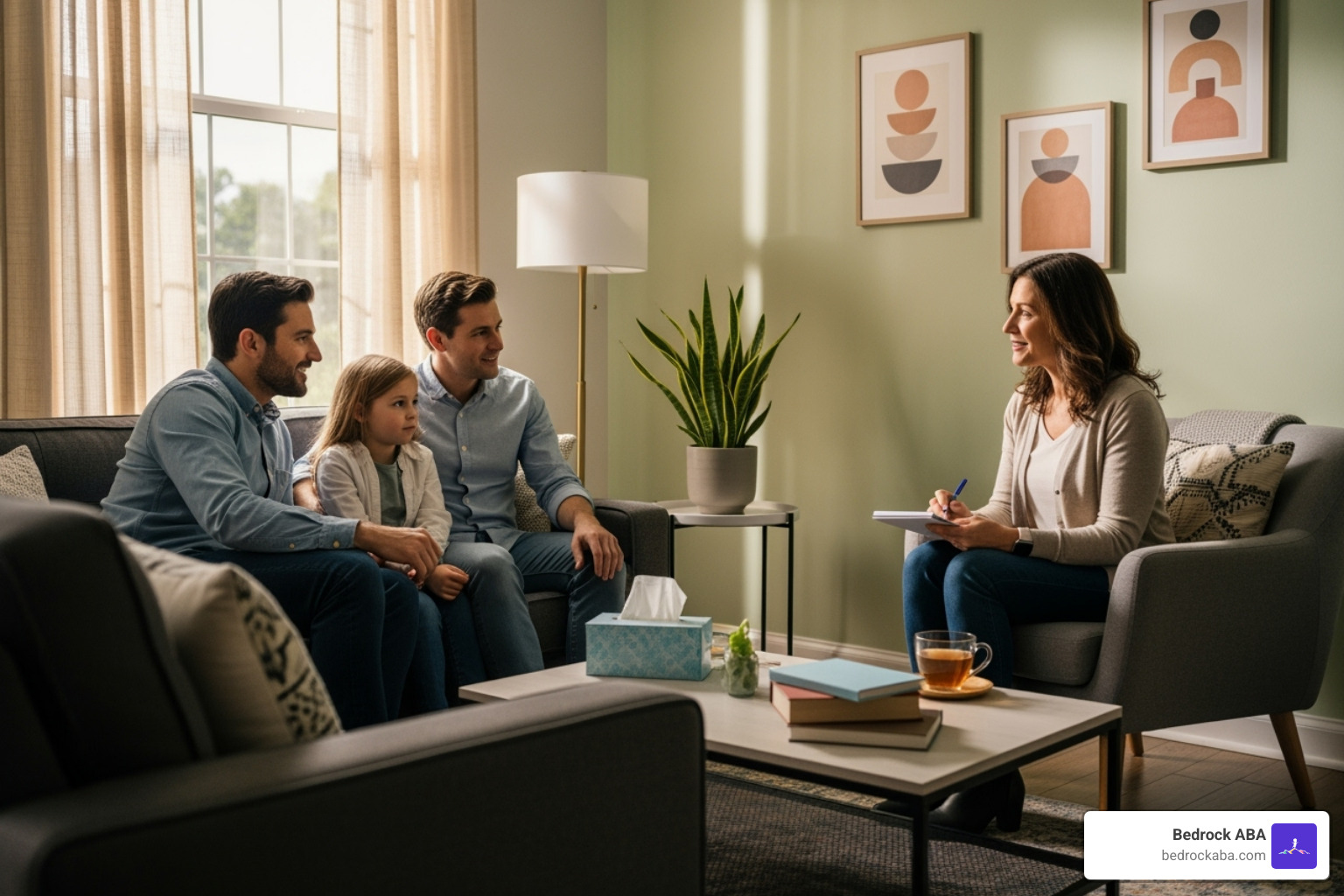 Family consulting with a therapist - ABA therapy utah