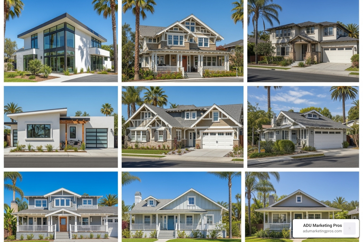 Image gallery of popular prefab home styles in a Southern California setting - prefab homes san diego