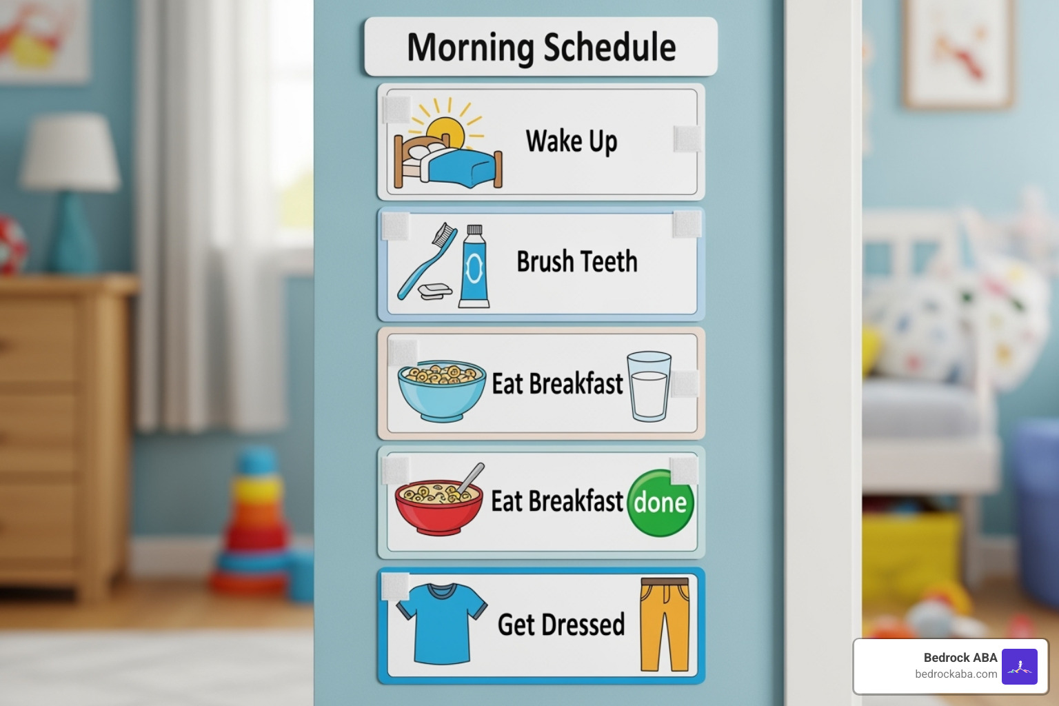 visual schedule for a morning routine - daily living skills aba