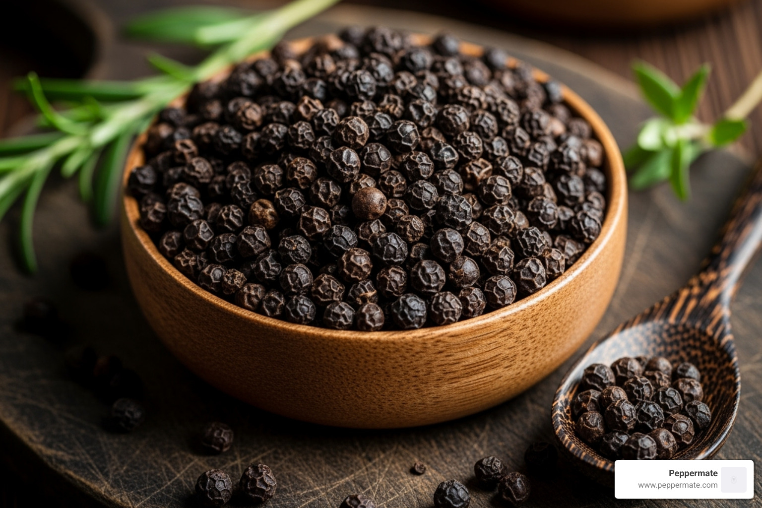 World map highlighting key pepper-growing regions like India, Cambodia, and Malaysia - gourmet black peppercorns