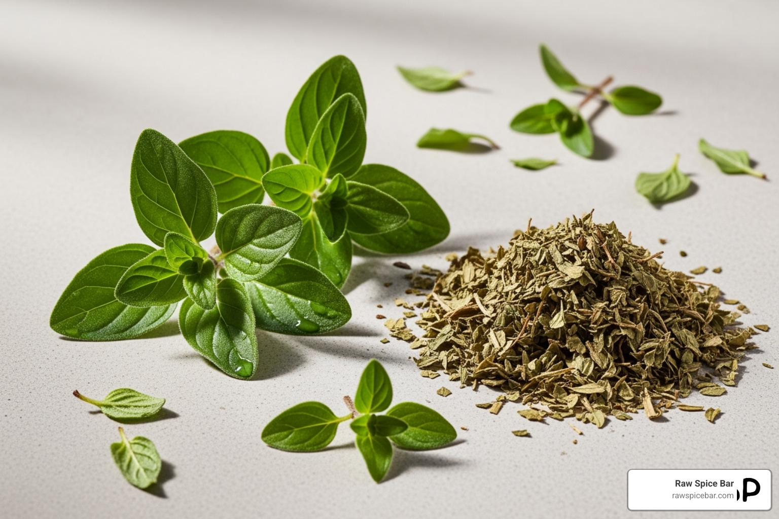 Fresh and dried oregano leaves - spices that are healthy for you